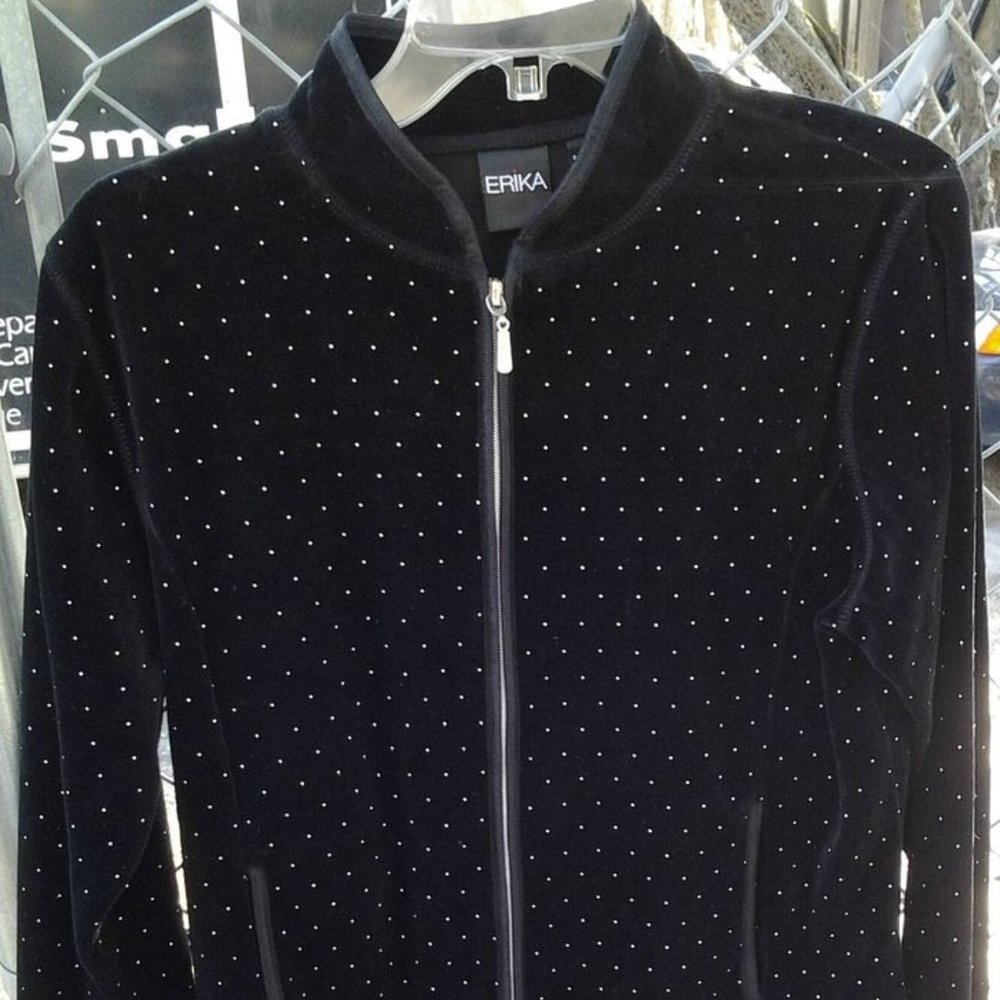 ERIKA BLACK PLUSH ZIP JACKET SIZE M